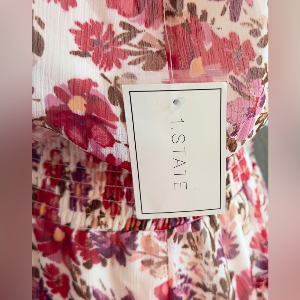 NWT 1. State Floral High Shirred Neck Sleeveless Ruffle Skirt Mini Dress -Sz XL - Picture 13 of 16